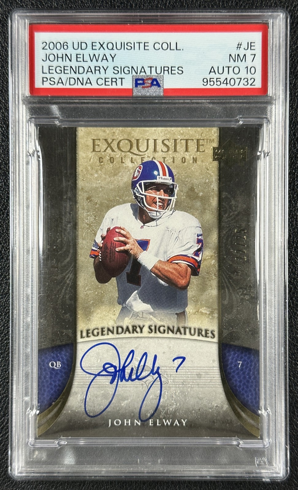 JOHN ELWAY PSA 7 2006 UPPER DECK EXQUISITE COLL #ELS-JE LEGENDARY 10 AUTO 22/25
