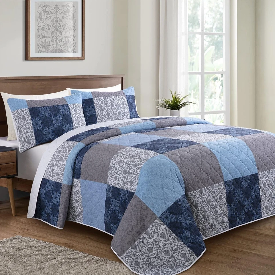 Juego de edredón de lujo 132x120 tamaño king - Elegante colcha de microfibra con fundas Foto 4 de 4