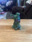 Fenton Glass Iridescent Green Carnival Glass Scottie Dog