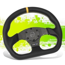 320mm Flat Wheel Nrg 3spoke Yellow Stripe Flat Bottom Suede Drift Steering Wheel