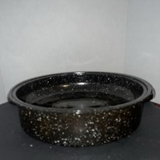 Black Speckeled Enamle Roasting Pan Made In The USA!! Large Turkey