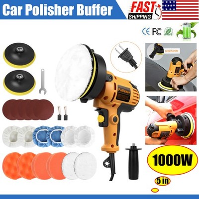  1000W Car Polisher Buffer Sander Polishing Machine Kit Waxing with 5''Pad Bonnet