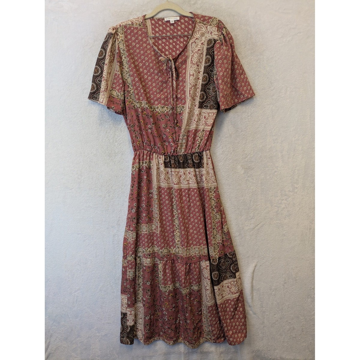 DownEast Women's Size M Patchwork Paisley Floral Maxi Dress Pink Boho  Modest | eBay