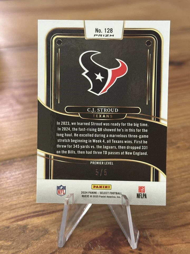 2024 Panini Select - Premier Level C.J. Stroud #128 Green Lazer Prizm 5/5 - Image 2 of 2