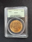 1904 Gold $20 Double Eagle Liberty Coin PCGS MS-64