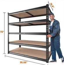 Heavy Duty 5 Tier Metal Shelves - 72" H Storage Shelves, 2000LBS Capacity