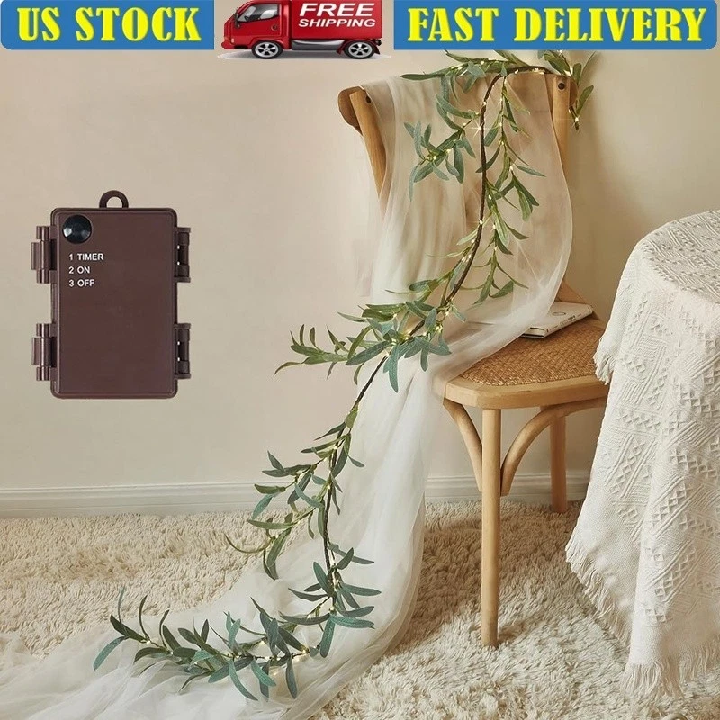 Battery Operated Olive Garland W/ Timer 96 LED Fairy Lights Home Decoration New
