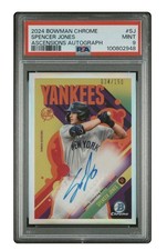 2024 Bowman Chrome Spencer Jones Bowman Ascensions Auto /150 PSA 9 Yankees BAASJ