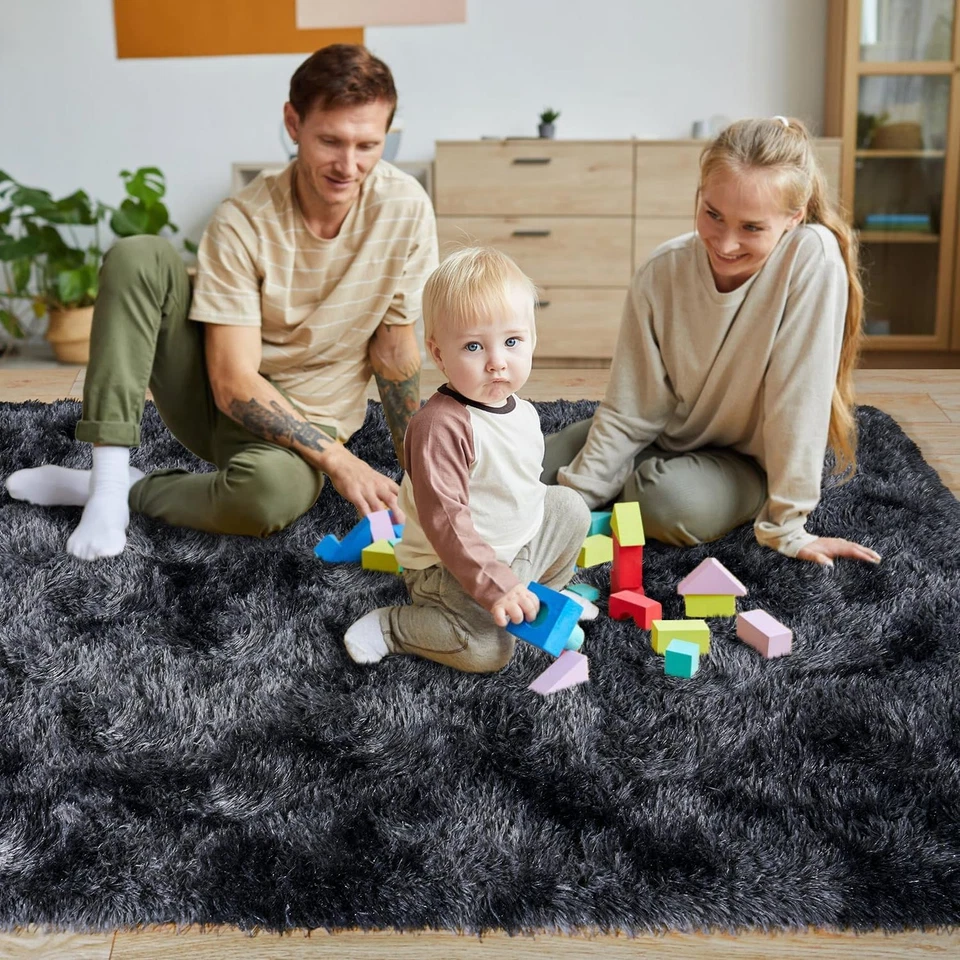 KING DARE 8x10 Area 8&apos; x 10&apos; (Rectangular), Tie-dyed Black Grey  — 第 3/4 张图片