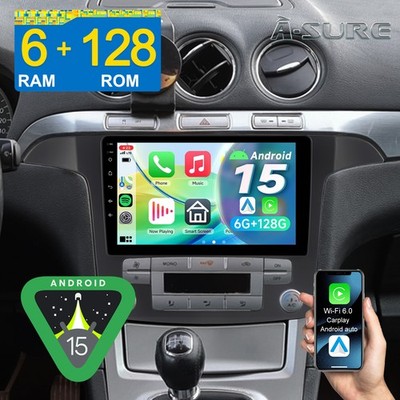 6+128G 8-Kern Android 15 CarPlay Autoradio GPS WIFI Für Ford S-Max WA6 2006-2014