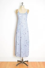 vintage 90s slip dress floral print empire grunge waist long maxi sundress XS S