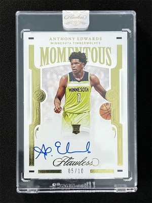 5/10 JSY# 1/1 ! 2020-21 Panini Flawless Anthony Edwards Gold Momentous Auto RC