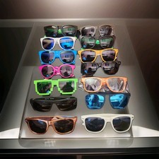 Lot of 14 Retro Sunglasses Wholesale Bulk Unisex Neon Mirrored 8-Bit Pixel Party
