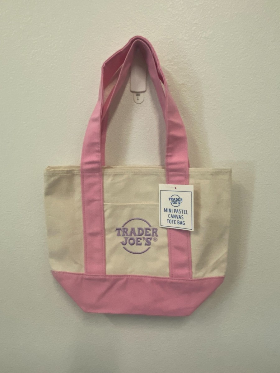 Trader Joe's Mini Canvas Tote Pink Pastel NEW w/Tag | eBay