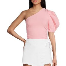 NWT Free People Women Top Pink Somethin Bout You One Shoulder Bodysuit Size XL