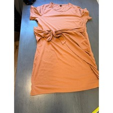Shein Curve Rust Orange Tie Front Ruched T-Shirt Dress 2XL Plus