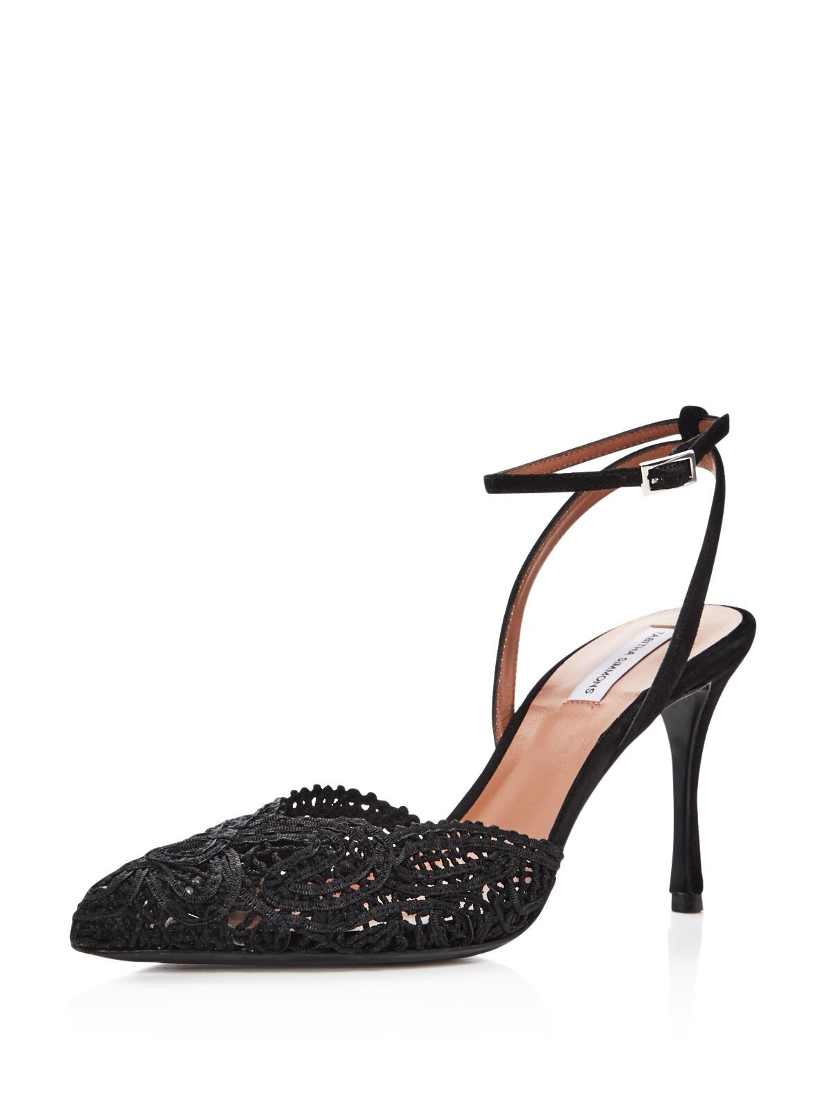 TABITHA SIMMONS Womens Black Sen Floret Pointed Toe Stiletto Slingback 37.5