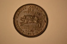 1834 Hard Times Token- Running Boar, Copper, Low-8, HT-9- BU with some damage.