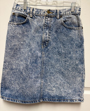 Vintage 80s Sasson Denim Jean skirt size 9 acid wash High Waisted pencil Mini EC