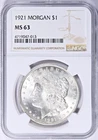 1921 MORGAN DOLLAR  90% SILVER NGC MS63 BEAUTFUL STRIKE LUSTROUS
