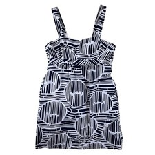 Trina Turk Dress Blue White Cotton Mini Geometric Pockets Lace Resort Vacation 8