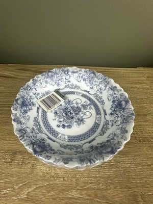 4 Arcopal France HONORINE Coupe Soup Bowls 7 1/8'' Blue & White NEVER USED!!