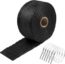 Exhaust Heat Wrap 2 Inch x 16 Feet Black Motorcycle Fiberglass Heat Shield Tape