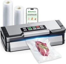 Sellador al vacío automático con Aqualock, doble bomba y cortador incorporado, acero inoxidable St