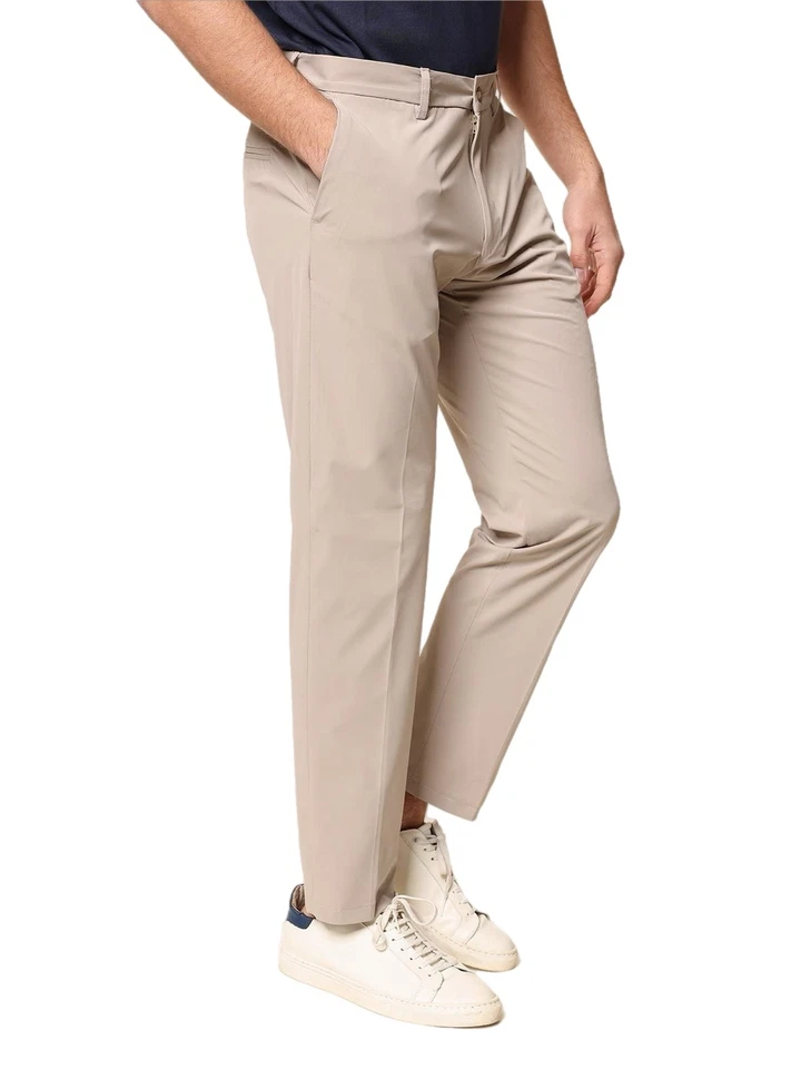Pantalone classico in tessuto tecnico spandex beige - Immagine 4 di 4