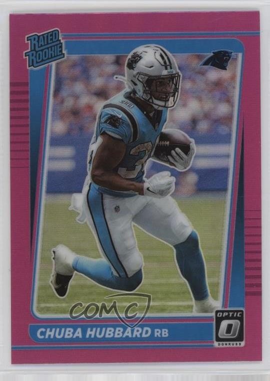 2021 Panini Donruss Optic Rated Pink Prizm Chuba Hubbard #225 Rookie RC 10y3