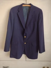 Vtg DAKS Men's Blue Wool Blazer 40R Formal Jacket Sport Coat Navy Gold Classic 