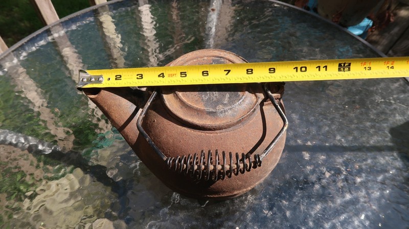 Antique c 1900's farm Cast Iron Tea Kettle Teapot Bird Mouth "Stored For Years"