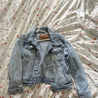 Unisex Kids Blue Denim Jacket Size 5 Button Front Long Sleeve Pockets