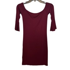 Forever 21 ribbed knit off-the-shoulder bodycon dress with bell sleeves. Size S