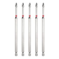 "5 StüCk PH2 Kreuzschlitz-Bit FüR 1/4\" Sechskantschaft 6\" Magnetisch Rot"