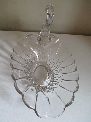 Vintage New Martinsville Viking JANICE Clear Glass SWAN Large Centerpiece Bowl - Picture 5 of 6