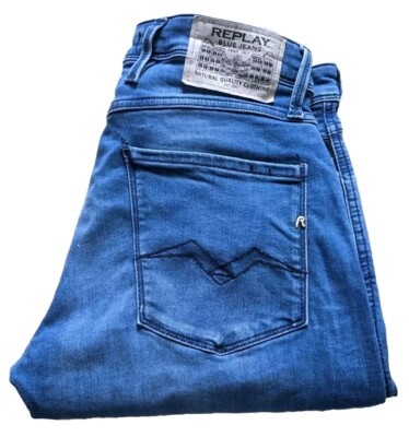 Men's Replay Anbass Jeans W30 L32 M914Y Slim Fit Stretch Blue