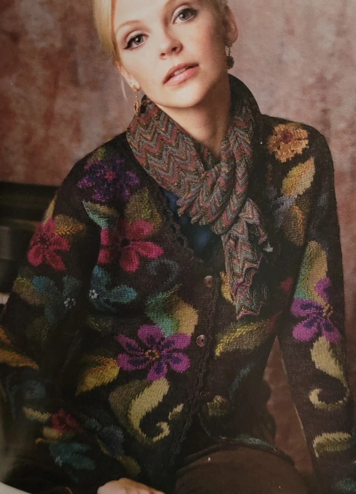 Art knit Peruvian Connection Night Bloom Cardigan floral alpaca XL $325 - Image 4 of 4