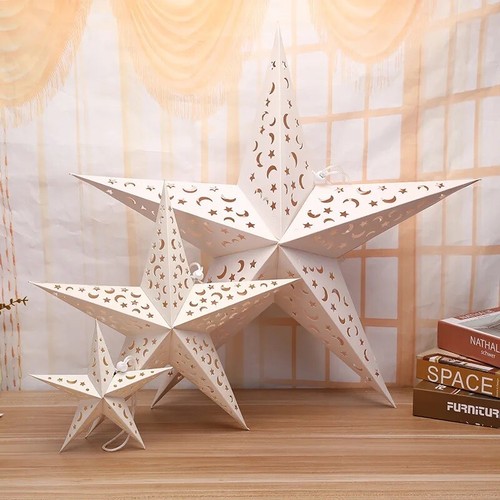 3pcs Paper Star Lantern with 300cm LED String Lights Christmas Decoration - Picture 12 of 12