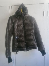Womens Brown Down Geox Puffer Coat Size S With Zip Away Hood