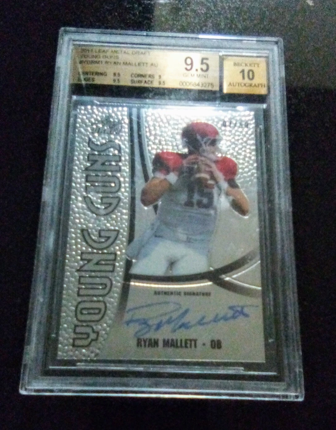 Ryan Mallett Leaf Metal Draft Young Guns #YGRM1 Autograph-Silver