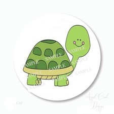 48 CUTE TURTLE ENVELOPE SEALS SCRAPBOOK STICKERS 1.2" ROUND