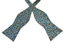 DANIEL CREMIEUX Men's Bow Tie 100 Silk Adjustable Micro-Floral Blue NWT 39.50