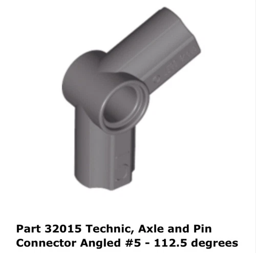 Lego 1x 32015 Dark Gray Technic, Axle and Pin Connector Angled #5 112.5 8002