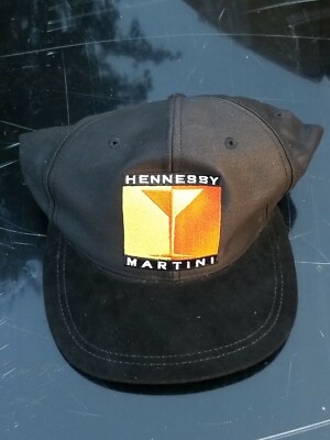 Vintage Hennessy Martini Snapback Hat Cap Black Leather Bill 90s Hip Hop