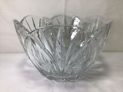 CC98 Block Cut Crystal Signed Vintage Tulip Bowl Lead Crystal Tulip Shaped Bowl