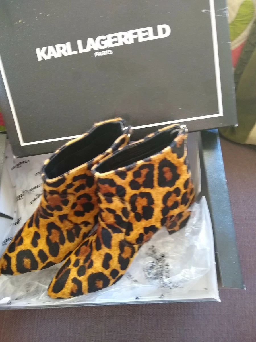 Karl lagerfeld leopard booties store