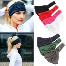 Women Wide Sports Yoga Headband Stretch Hairband Solid Elastic Hair Band Turban
