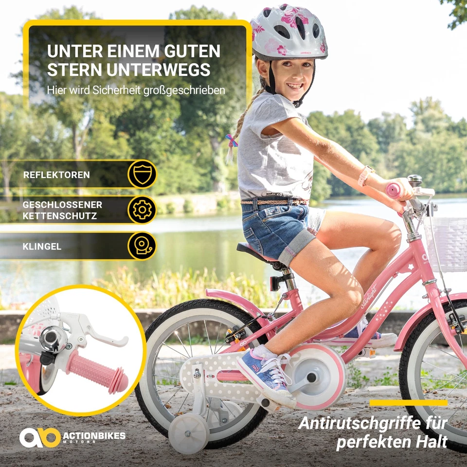 Kinderfahrrad Starlight Kinder Fahrrad Rad Bike Kind Mädchen Pink Rosa 16 Zoll - Bild 4 von 4