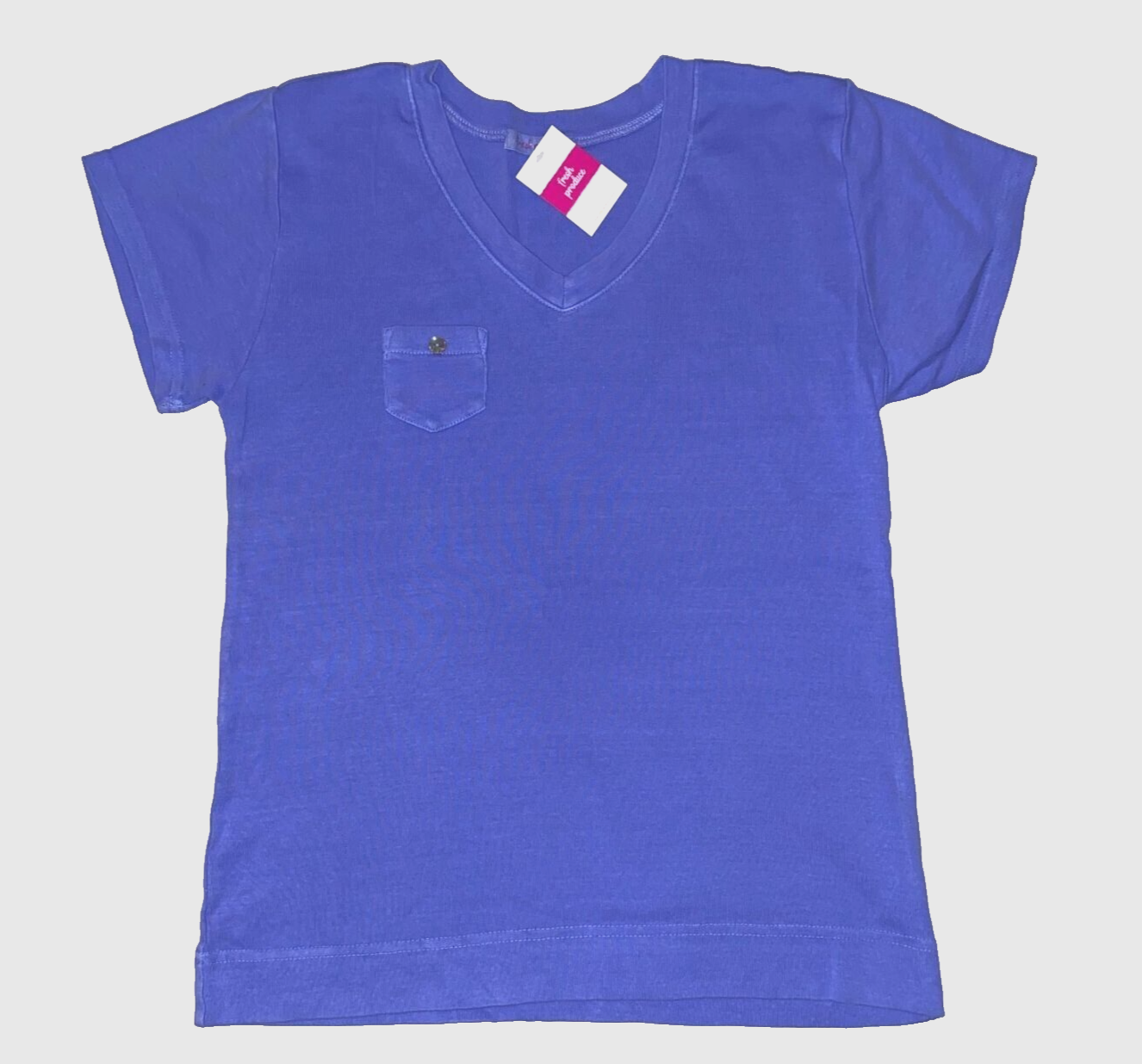 Fresh Peri Blue Cotton Fem Logo V-Neck Top NWT XS $56